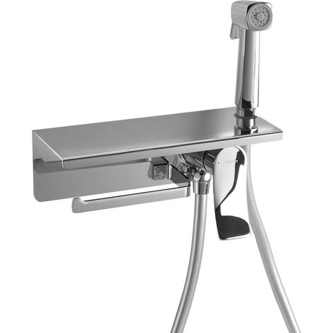 Ensemble de douche bidet dissimulé avec porte-papier toilette, chrome (1/3)