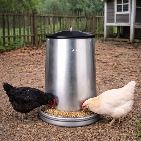 Mangeoire volaille à trémie métal galvanisé 18 kg (1/5)