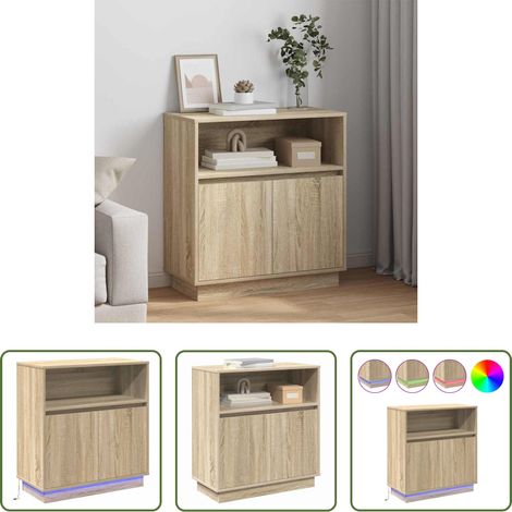 vidaXL Sonoma-Eiche - LED-Sideboard Sonoma-Eiche 71 x 34,5 x 75 cm Holzwerkstoff (1/5)