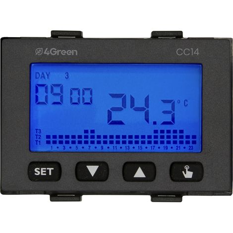 Cronotermostato Digitale da Incasso 503 Programmazione Settimanale e Alimentazione 230V Frontalini Bianco e Grigio Antracite 4Green CC 14A