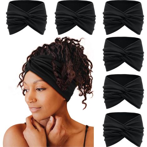 Breite Damen-Haarbänder, 18 cm lange Haarbänder im Boho-Stil, große Haarbänder, geknotete Haaraccessoires, 6-teiliges Set – 2 Stück (1/4)