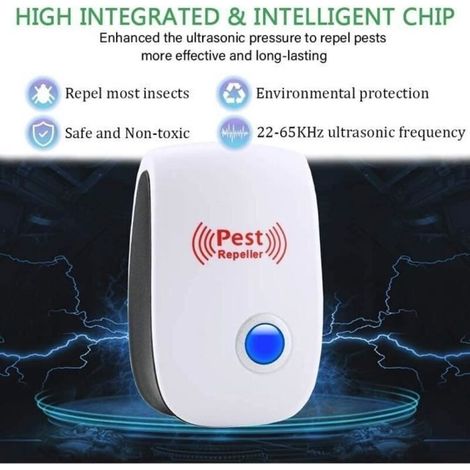 Pest Repeller Lot de 4 répulsifs anti-nuisibles à ultrasons à double ultrasons pour intérieur Pest Repeller pour les souris, le A157