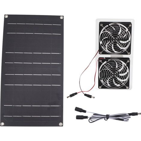 Solar Panel Fan Kit 100W Dual Fans IP67 Waterproof Low Noise Wide Application Solar Powered Fan For Pet House Hut (1/5)