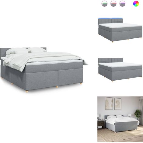 Sommier à lattes de lit avec matelas Gris clair 180x200cm Tissu - Sommier À Lattes De Lit - Sommiers À Lattes De Lit - Lit - Meuble De Chambre À Coucher (1/5)