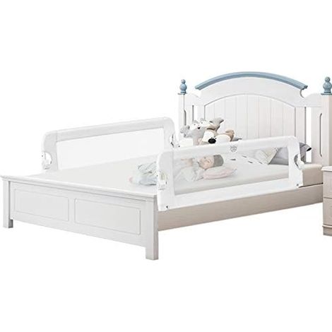 GOPLUS Barriera del Letto per Bambini, Barriera Pieghevole con Struttura in Metallo, Cancelletto Rimovibile, Angoli Arrotondati,120x40x42 cm (Bianco)