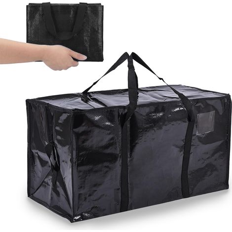 Sacs de déménagement extra larges et robustes avec fermetures éclair, bacs de rangement transparents de 82 litres avec poignées renforcées pour l'emballage, l'université, l'organisation de la maison (1/4)