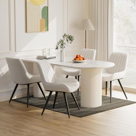 Esszimmerstühle 4er Set Weiß, gepolstert, mit Metallbeinen (1/5)