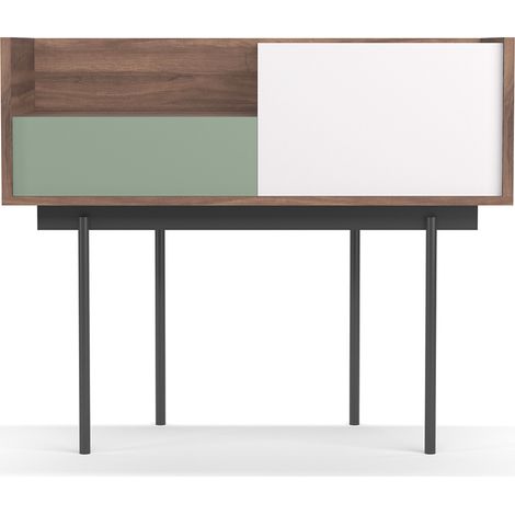 Consola de entrada fabricada en melamina con patas metálicas, modelo DIPLOMAT (671) de Herdasa. Nogal-Verde-Blanco