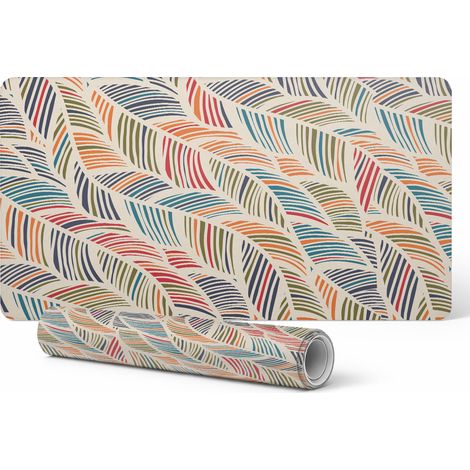 Protector de vinilo para empresas y oficinas con estampado de hojas retro de colores, 90x45 cm.