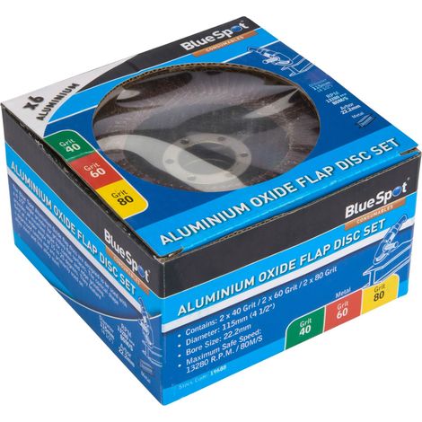 Blue Spot Tools 6 Piece 115MM (4.5") Aluminium Oxide Flap Disc Set (1/3)