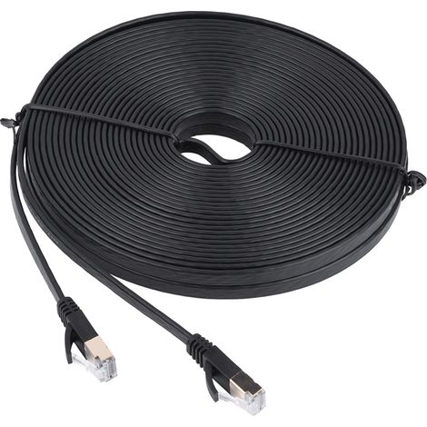 Câble Ethernet Plat CAT7 Blindé 600MHz 10m pour Réseau LAN (1/3)