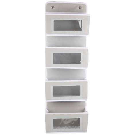 BUNTHAUS Organisateur de porte à 4 niveaux avec crochets larges et robustes, en tissu non tissé, idéal pour la salle de bain, le bureau ou une chambre d'étudiant (gris). (1/5)