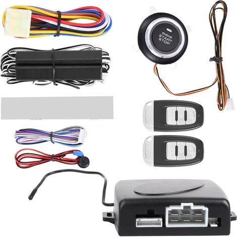 Système d'alarme voiture 12V avec démarrage à distance, bouton poussoir et entrée sans clé (1/5)