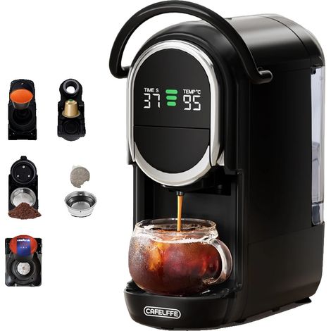 Cafetera de cápsulas, opciones de preparación versátiles, diseño compacto, color negro, UE-a (1/2)