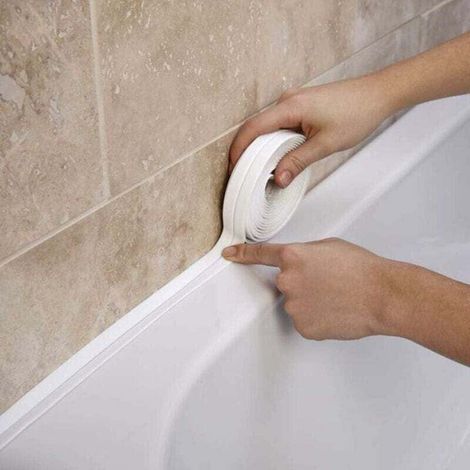 Ruban de calfeutrage, ruban d'étanchéité décoratif auto-adhésif en PE, utilisé pour la protection des bords muraux du plancher de la baignoire de la salle de bain de l'évier de la cuisine (1/4)