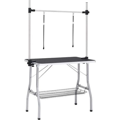 Table de toilettage pliable pour chiens et chats, hauteur réglable, 90 x 60 x 76 cm, noir (1/5)
