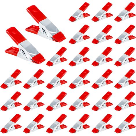 Paquete de 30 pinzas metálicas con resorte y revestimiento de goma para equipos fotográficos y accesorios de camping, color rojo. (1/5)