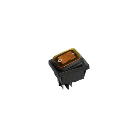 Bouton à bascule orange 250V étanche 22x30mm, bipolaire 2NO, ON/OFF / 090 202
