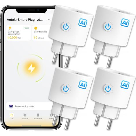 Prise Connectée 16A 3680W, 4 Unités Suivi de la Consommation d'Électricité, Suivi des Factures d'Électricité, Compatible et , 2,4GHz (1/5)