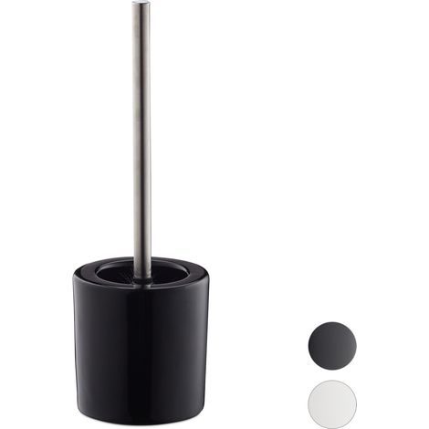 Escobilla de Baño con Cepillo Intercambiable, Cerámica-Hierro, Negro, 38,5 x 12,5 cm (1/5)