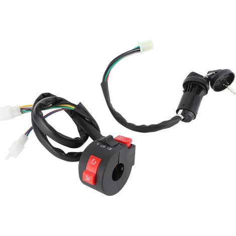 Interrupteur d'arrêt d'urgence pour guidon avec contacteur d'allumage et 2 clés pour scooter 50cc 70cc 90cc 110cc 125cc ATV (1/5)