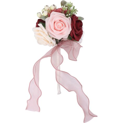 1 Bouquet mariée fait main, fleurs réalistes couleurs vives, décoration mariage fête bureau jardin (1/5)