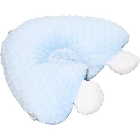 Oreiller de modelage de tête pour bébé, doux et confortable, pour le sommeil des tout-petits, idéal pour les sièges auto, les nourrissons et les nouveau-nés (bleu). (1/5)