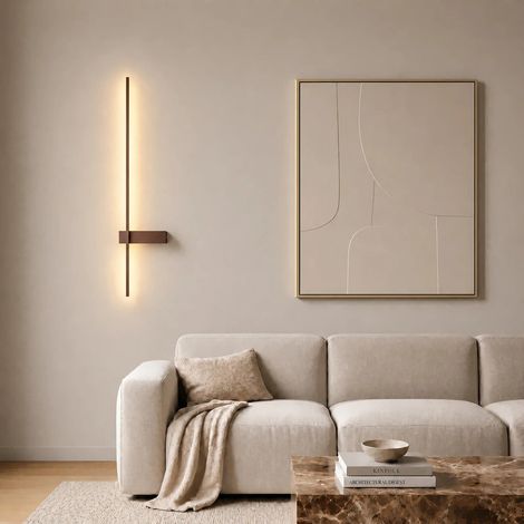 [GEBRAUCHT] B-Ware Lindby Wandleuchte Natsumi LED Wandlampe Leuchte dimmbar braun 90cm Aluminium (1/2)