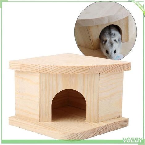 Maison pour hamsters - FAFEICY - T House - Bois naturel - Semi-fermé - 10x10x8 cm (1/5)