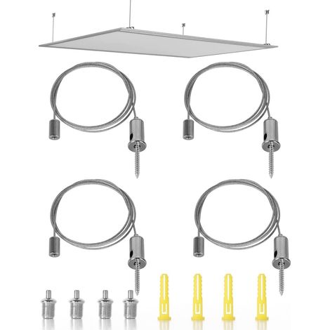 4 Pieces Ceiling Hanging Cable Kit Adjustable Hanging Wire Light Fixture Stainless Steel Rope for Ceiling Panel Linear Lights (1/5)