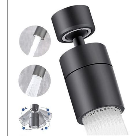 HONORNIC - Robinet de cuisine noir avec bec pivotant à 360° et filtre de pulvérisation, pour lavabo de salle de bain (1/5)