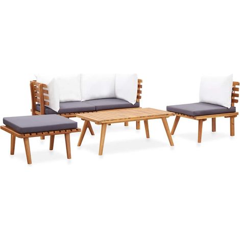 Salon de jardin 5 pcs Contemporain, Ensemble repas de jardin, Bois d'acacia massif OIB4391E (1/5)