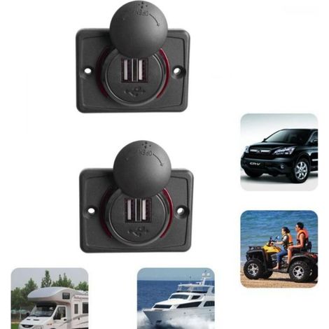 Lot 2 chargeurs voiture 3.1A, double prise USB 12V, panneau encastrable alimentation rapide