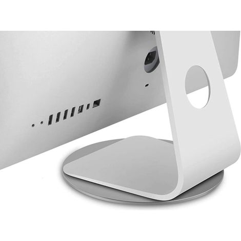 Support rotatif 360° pour moniteur, base pivotante en aluminium argenté, plateau tournant pour écran iMac, support rotatif universel (1/5)