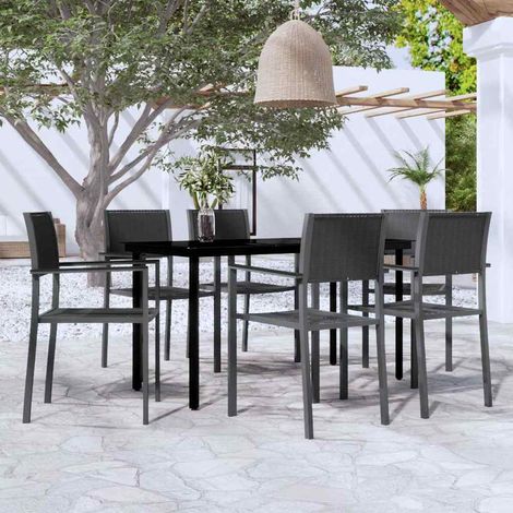 Ensemble Table et Chaise de Jardin 7 pcs - Ensemble de salle à manger de jardin Noir BV388501 - BonneVie (1/5)