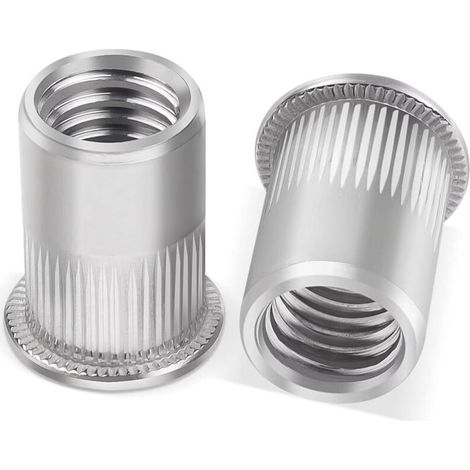 10 Pièces Insert M10, Écrous à Sertir Rivet Fileté, Écrou de Rivet Fileté en Acier Inoxydable Tête Plate Ecrou, Rivet Inserts Filetés Pour Métriques, Écrous à Riveter Aveugle Rivet Fileté (1/5)