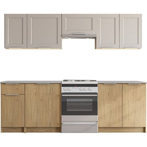 Conjunto de cocina Houston 1970 , 240x60cm, Encimera, Aglomerado laminado, MDF