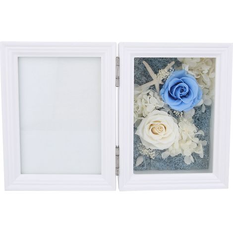 Cadre Photo Rose Préservée - Bois Naturel - 21 x 16 cm ou 15 x 16 cm - Cadeau Éternel pour Chambre Bureau Mariage Anniversaire - 1 Pièce (1/5)