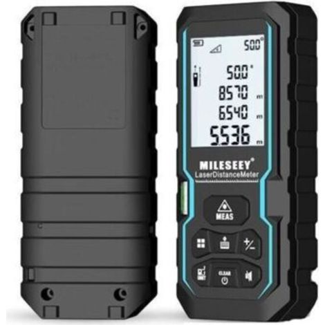 Pr Telémetro láser digital, medidor de distancia láser digital LM50 de 50 m, medición de longitud/área/volumen/teorema de Pitágoras con retroiluminación LCD, IP54 (1/4)