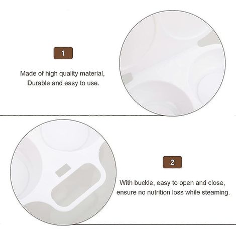 Lot de 2 cuiseurs à œufs pour micro-ondes, cuiseurs à œufs vapeur, moules à œufs, ustensile de cuisine (blanc) (1/5)