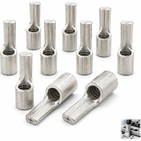 Lot de 10 Cosses à Broches 16 mm² en Cuivre pur Etamé Galvanisé, étamé Connecteur à Aiguille Nue, Embouts Mâles Type Mandrin Plat pour Batterie Voiture, Bornier, Armoire Électrique, Industrie (1/5)