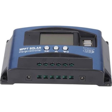 Régulateur Solaire MPPT - Contrôleur de Panneau Solaire avec Suivi Puissance Maximale - Écran LCD et Gestion PWM 3 Étapes - 1 Pièce