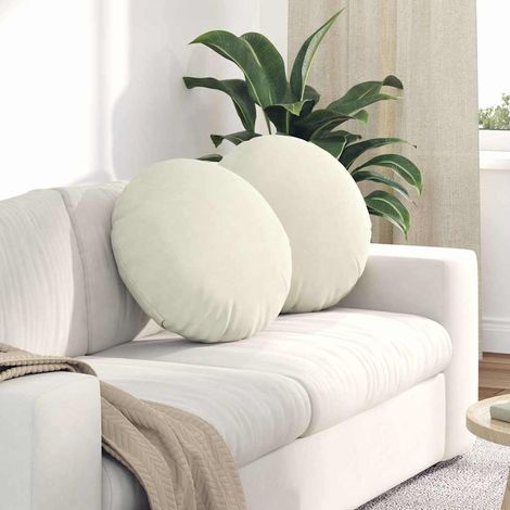 Sitzkissen 2 pcs Creme Ø50 x 19 cm Samt