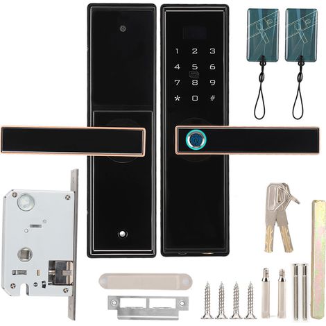 Serrure connectée poignée à levier intelligente avec reconnaissance d'empreinte digitale code carte IC et clé mécanique en alliage de zinc (1/5)