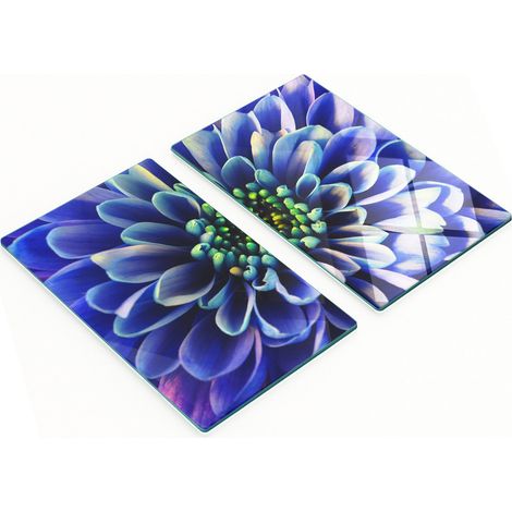 Juego de tablas de cocina de vidrio templado con estampado de aster, 2 x 30 x 52 cm.