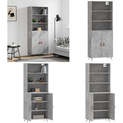 Buffet haut Gris béton 69,5x34x180 cm Bois d'ingénierie - Buffet Design Moderne - Meuble Rangement Gris - Armoire Cuisine - Buffet Bas - Buffet Haut - Home & Living (1/5)