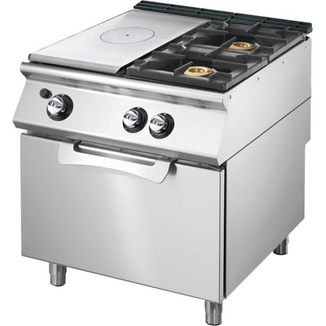 Plaque coup de feu gaz sur four gas statique GN 2/1 + 2 brûleurs 800x730x870 mm - VIRTUS