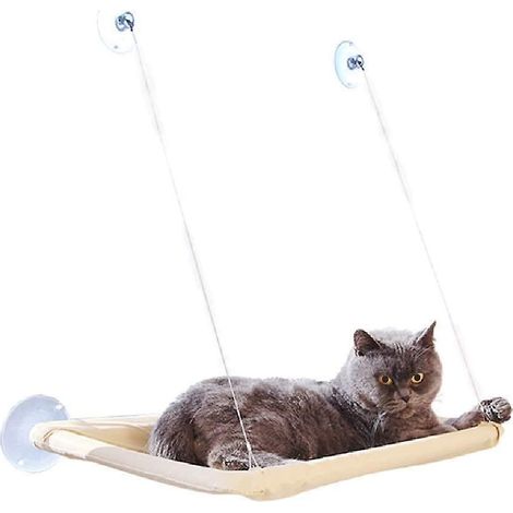 Hamac Pour Chat - Support 15 kg - Dimensions 55 x 33 cm - Fixation Par Ventouse Sur Vitre Ou Porte - Avec Couverture Détachable - Pour Chat Chien Petit Animal