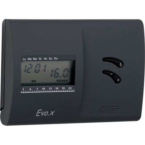 Thermostat mural à batterie – Programmation hebdomadaire – 4 températures réglables – Mode chauffage/climatisation – Écran avec contraste ajustable – Vemer