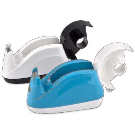 Distributeur de ruban adhésif de bureau avec porte-rouleau et base antidérapante lestée, lot de 2 (bleu et blanc) (1/5)